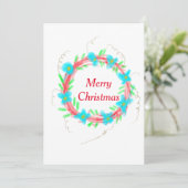 Vrolijk kerstblauw rood slinger waterverf vakantie feestdagenkaart (Staand voorkant)