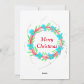 Vrolijk kerstblauw rood slinger waterverf vakantie feestdagenkaart (Achterkant)