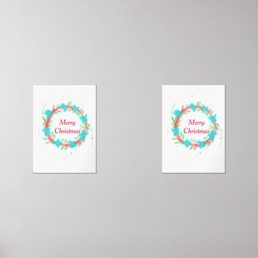 Vrolijk kerstblauw rood slinger waterverf vakantie muurkunst sets (Voorkant)