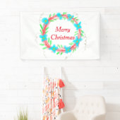 Vrolijk kerstblauw rood slinger waterverf vakantie spandoek (Insitu)