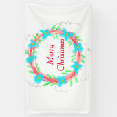 Vrolijk kerstblauw rood slinger waterverf vakantie spandoek (Verticaal)