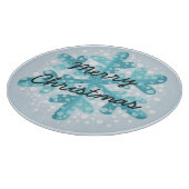 Vrolijk Kerstblauw Sneeuwvlok Modern Circulair Snijplank (Hoek)