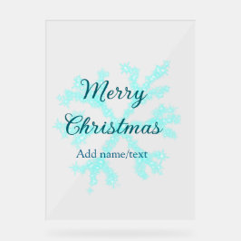 Vrolijk kerstblauw sneeuwvlokken glitter sparkle n acryl bord