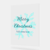 Vrolijk kerstblauw sneeuwvlokken glitter sparkle n acryl bord (Hoek)