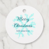 Vrolijk kerstblauw sneeuwvlokken glitter sparkle n bedankjes labels (Achterkant)