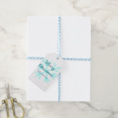 Vrolijk kerstblauw sneeuwvlokken glitter sparkle n cadeaulabel (Met Touw)