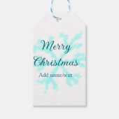 Vrolijk kerstblauw sneeuwvlokken glitter sparkle n cadeaulabel (Voorkant)