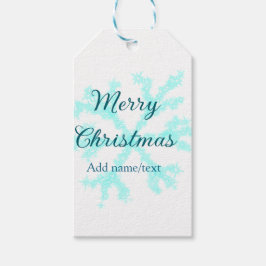 Vrolijk kerstblauw sneeuwvlokken glitter sparkle n cadeaulabel
