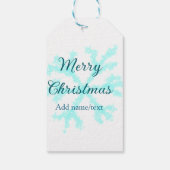 Vrolijk kerstblauw sneeuwvlokken glitter sparkle n cadeaulabel (Achterkant)