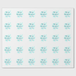 Vrolijk kerstblauw sneeuwvlokken glitter sparkle n cadeaupapier