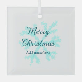 Vrolijk kerstblauw sneeuwvlokken glitter sparkle n glas ornament