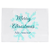 Vrolijk kerstblauw sneeuwvlokken glitter sparkle n groot cadeauzakje (Achterkant)