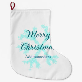 Vrolijk kerstblauw sneeuwvlokken glitter sparkle n grote kerstsok