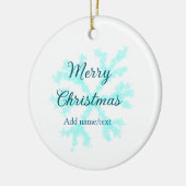 Vrolijk kerstblauw sneeuwvlokken glitter sparkle n keramisch ornament (Links)