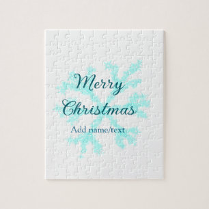 Vrolijk kerstblauw sneeuwvlokken glitter sparkle n legpuzzel