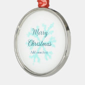 Vrolijk kerstblauw sneeuwvlokken glitter sparkle n metalen ornament (Links)
