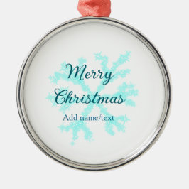 Vrolijk kerstblauw sneeuwvlokken glitter sparkle n metalen ornament