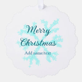 Vrolijk kerstblauw sneeuwvlokken glitter sparkle n ornament kaart