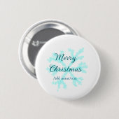 Vrolijk kerstblauw sneeuwvlokken glitter sparkle n ronde button 5,7 cm (Voorkant /achterkant)