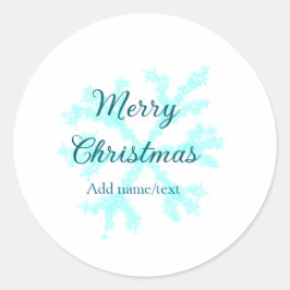 Vrolijk kerstblauw sneeuwvlokken glitter sparkle n ronde sticker