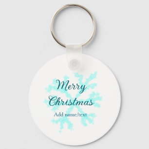 Vrolijk kerstblauw sneeuwvlokken glitter sparkle n sleutelhanger