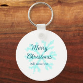 Vrolijk kerstblauw sneeuwvlokken glitter sparkle n sleutelhanger (Voorkant)