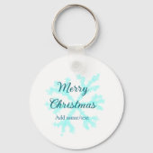 Vrolijk kerstblauw sneeuwvlokken glitter sparkle n sleutelhanger (Achterkant)