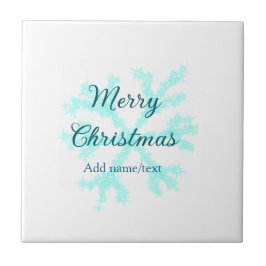 Vrolijk kerstblauw sneeuwvlokken glitter sparkle n tegeltje