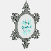 Vrolijk kerstblauw sneeuwvlokken glitter sparkle n tin sneeuwvlok ornament (Links)