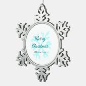 Vrolijk kerstblauw sneeuwvlokken glitter sparkle n tin sneeuwvlok ornament (Rechts)