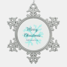 Vrolijk kerstblauw sneeuwvlokken glitter sparkle n tin sneeuwvlok ornament