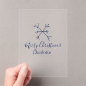 Vrolijk Kerstblauw sneeuwvlokken voeg naam feestda Acryl Uitnodigingen (Insitu (Draagbaar))