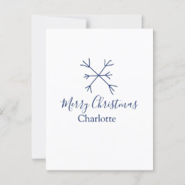 Vrolijk Kerstblauw sneeuwvlokken voeg naam feestda Briefkaart