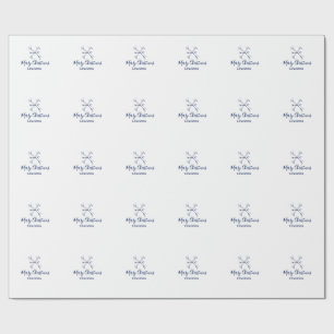 Vrolijk Kerstblauw sneeuwvlokken voeg naam feestda Cadeaupapier