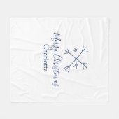 Vrolijk Kerstblauw sneeuwvlokken voeg naam feestda Fleece Deken (Voorkant (Horizontaal))
