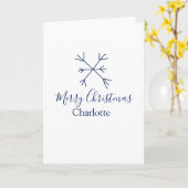 Vrolijk Kerstblauw sneeuwvlokken voeg naam feestda Kaart (Gele Bloem)