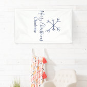 Vrolijk Kerstblauw sneeuwvlokken voeg naam feestda Spandoek (Insitu)