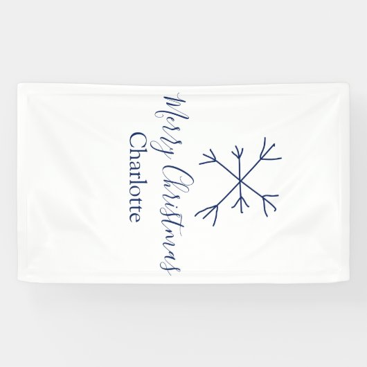 Vrolijk Kerstblauw sneeuwvlokken voeg naam feestda Spandoek (Horizontaal)