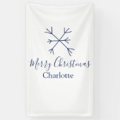 Vrolijk Kerstblauw sneeuwvlokken voeg naam feestda Spandoek (Verticaal)