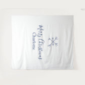 Vrolijk Kerstblauw sneeuwvlokken voeg naam feestda Wandkleed (Voorkant (horizontaal))