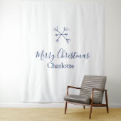 Vrolijk Kerstblauw sneeuwvlokken voeg naam feestda Wandkleed (In situ)