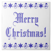Vrolijk kerstblauw sneeuwvlokpatroon tegeltje (Voorkant)
