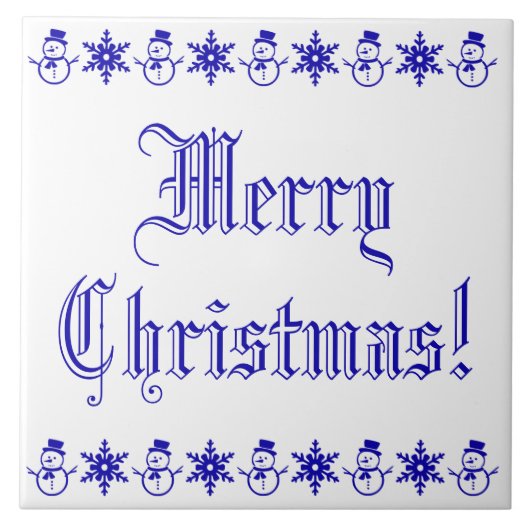 Vrolijk kerstblauw sneeuwvlokpatroon tegeltje (Voorkant)