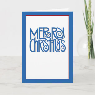 Vrolijk kerstblauw tekst Kaart