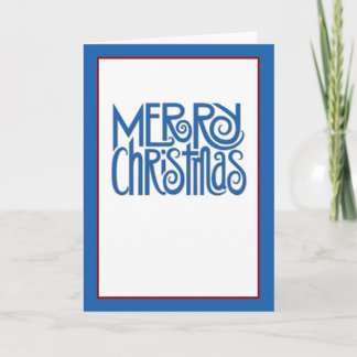 Vrolijk kerstblauw tekst Kaart
