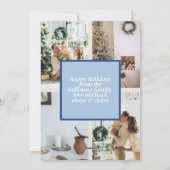 Vrolijk Kerstblauw Typografie Gearcheerde Foto Feestdagenkaart (Achterkant)