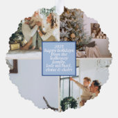 Vrolijk Kerstblauw Typografie Gearcheerde Foto Ornament Kaart (Achterkant)