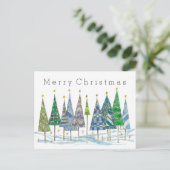 Vrolijk Kerstblauw Vakantiebomen Tekenen Feestdagenkaart (Staand voorkant)