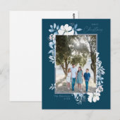 Vrolijk kerstblauw Waterverf Bloem Lijst donker Briefkaart (Voorkant / Achterkant)