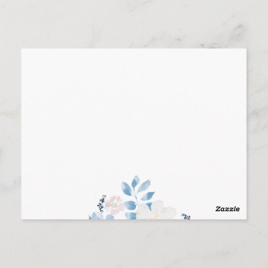 Vrolijk kerstblauw Waterverf Bloem Lijst donker Briefkaart (Achterkant)